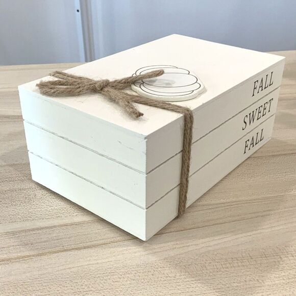 Fall Wooden Farmhouse Decorative Box "Fall Sweet Fall" Distressed Off White - Picture 1 of 5